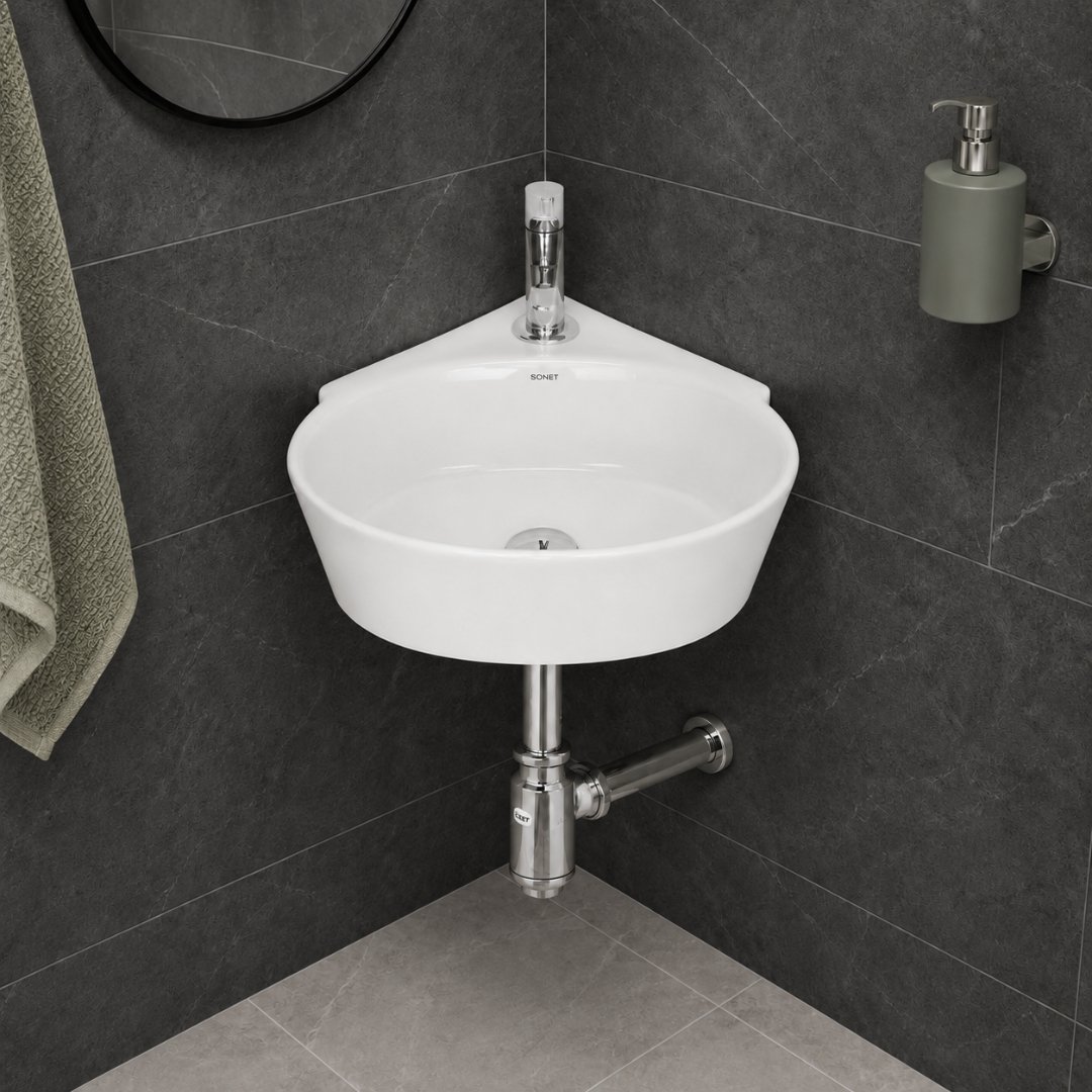 OVAL CORNER Wall Hung Basin Wash Basin - My Home Studio